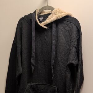 Aerie Dark Gray Hoodie with Cream Lining
